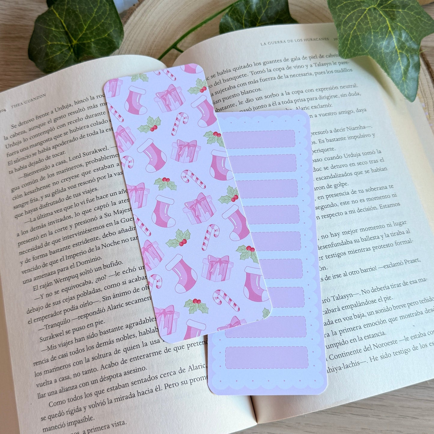 Marcapáginas postits navidad rosa