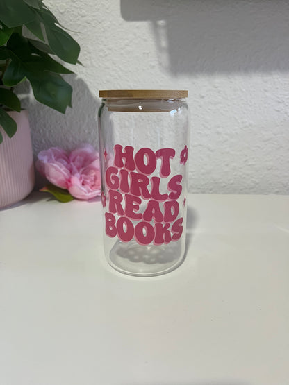 "Hot girls read books" glass