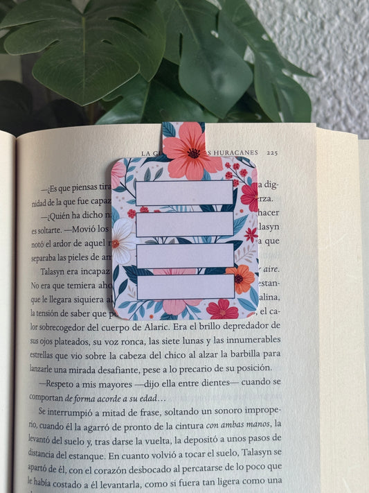 Marcapáginas magnético postits floral naranja
