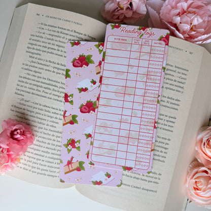 🍓 Marcapáginas Reading Logs - Rosa