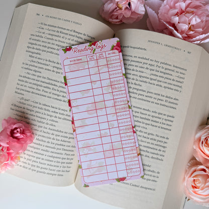 🍓 Marcapáginas Reading Logs - Rosa