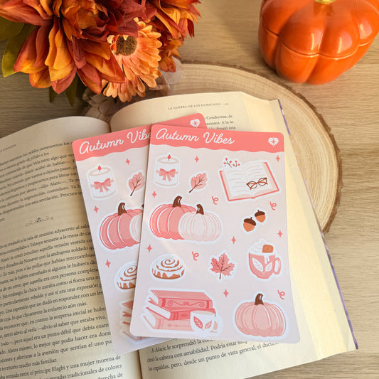🍁 Hoja de pegatinas otoño rosa